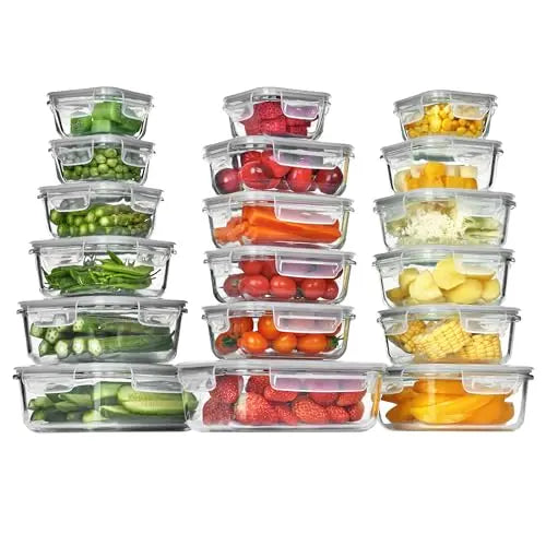 12 Pack Glass Food Storage Containers with Airtight Lids – Leakproof Meal Prep Lunch Containers, BPA-Free Glass Food Storage Set, Microwave, Oven, Freezer & Dishwasher Safe