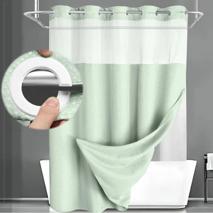 Upgrade Your Bathroom with a No-Hook Double Shower Curtain – Waterproof Fabric, Snap-In Liner, Easy Installation & Washable Design, 72" x 75"