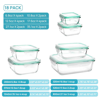 12 Pack Glass Food Storage Containers with Airtight Lids – Leakproof Meal Prep Lunch Containers, BPA-Free Glass Food Storage Set, Microwave, Oven, Freezer & Dishwasher Safe