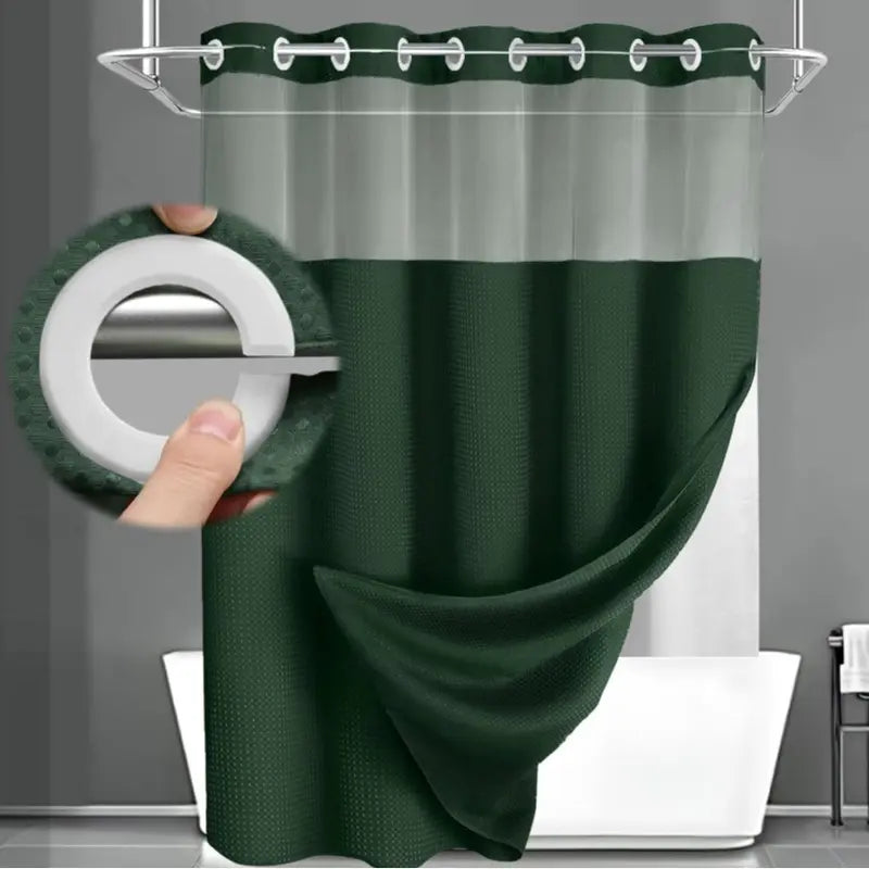 Upgrade Your Bathroom with a No-Hook Double Shower Curtain – Waterproof Fabric, Snap-In Liner, Easy Installation & Washable Design, 72" x 75"
