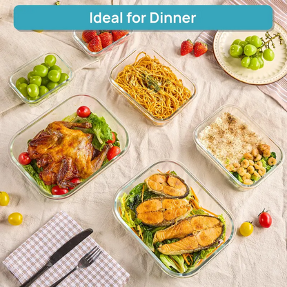 12 Pack Glass Food Storage Containers with Airtight Lids – Leakproof Meal Prep Lunch Containers, BPA-Free Glass Food Storage Set, Microwave, Oven, Freezer & Dishwasher Safe