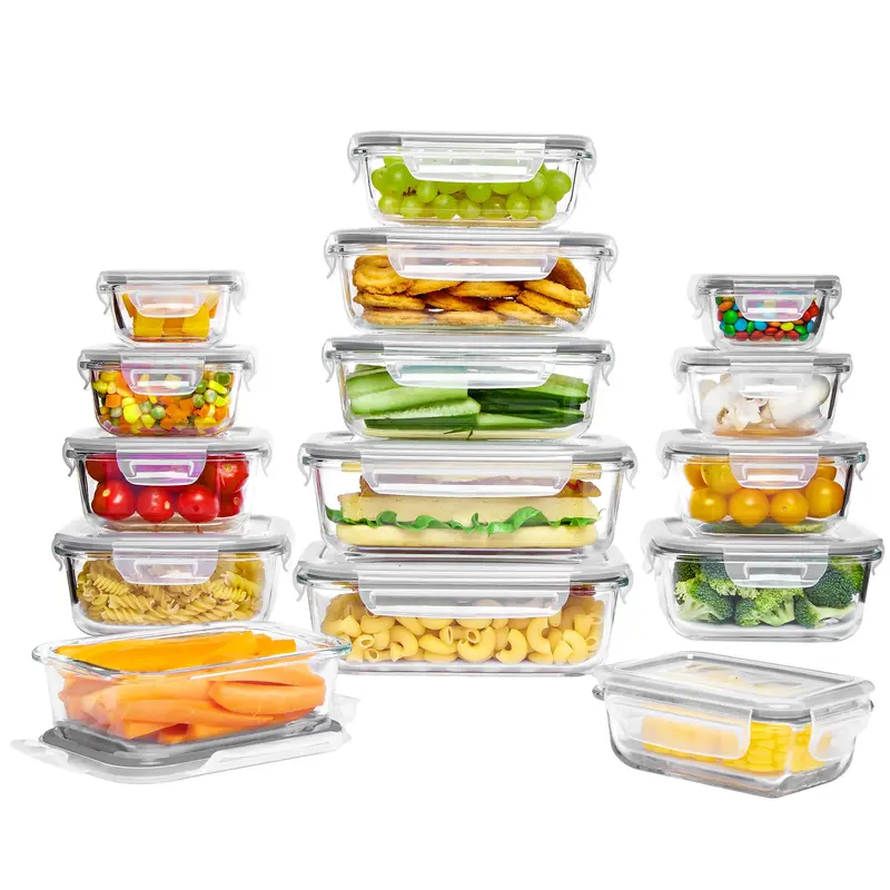 12 Pack Glass Food Storage Containers with Airtight Lids – Leakproof Meal Prep Lunch Containers, BPA-Free Glass Food Storage Set, Microwave, Oven, Freezer & Dishwasher Safe