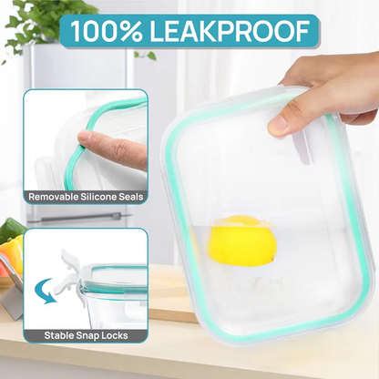 12 Pack Glass Food Storage Containers with Airtight Lids – Leakproof Meal Prep Lunch Containers, BPA-Free Glass Food Storage Set, Microwave, Oven, Freezer & Dishwasher Safe