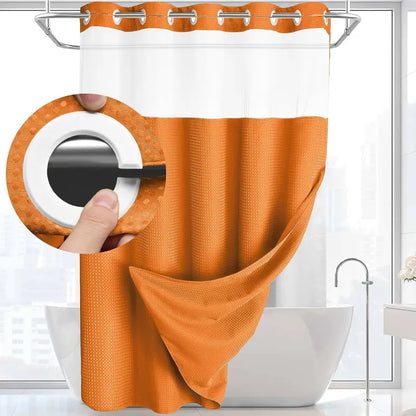 Upgrade Your Bathroom with a No-Hook Double Shower Curtain – Waterproof Fabric, Snap-In Liner, Easy Installation & Washable Design, 72" x 75"