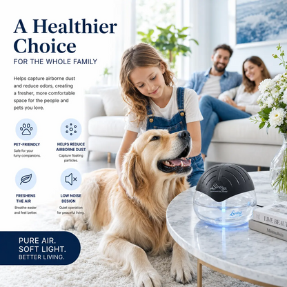 Water-Based Air Purifier – Home Air Cleaner with Aromatherapy Diffuser, LED Night Light, Smoke & Pet Odor Eliminator for Bedroom and Living Room