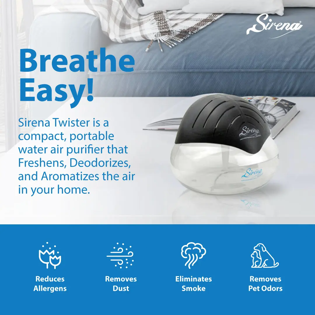 Water-Based Air Purifier – Home Air Cleaner with Aromatherapy Diffuser, LED Night Light, Smoke & Pet Odor Eliminator for Bedroom and Living Room