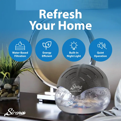 Water-Based Air Purifier – Home Air Cleaner with Aromatherapy Diffuser, LED Night Light, Smoke & Pet Odor Eliminator for Bedroom and Living Room