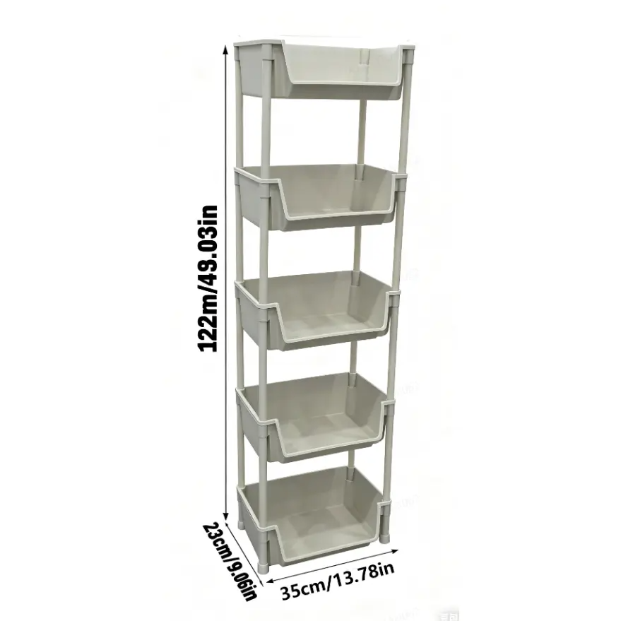 Multifunctional Large Capacity Plastic Storage Cart with Wheels - Layered Shelf Racks, Home Goods Organizer for Bedroom, Bathroom Items, Bathroom Gadget (Beige)