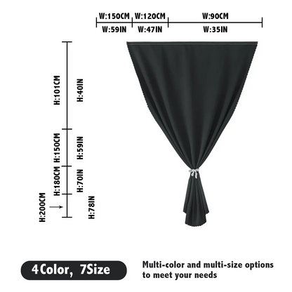 Blackout Window Curtain – No-Drill Magic Tape Installation, Light-Blocking Privacy Shade for Bedroom, Living Room & Kitchen