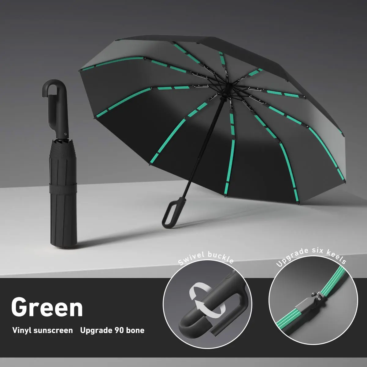 Automatic Folding Windproof Umbrella – Compact Waterproof Rain Umbrella with Easy-Grab Loop, Portable Travel Design for Men & Women