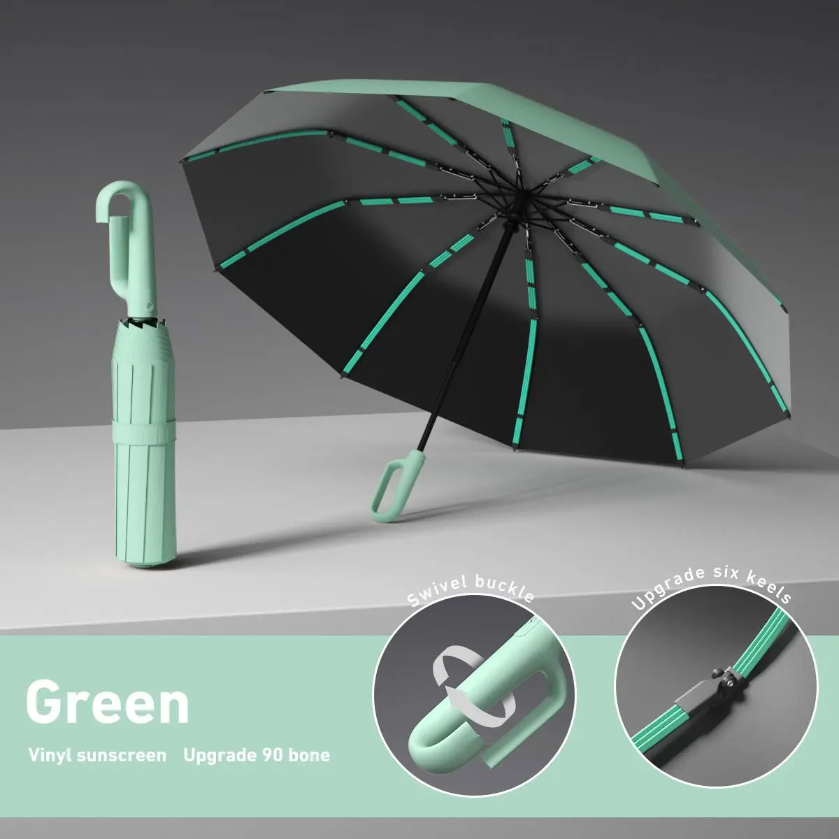 Automatic Folding Windproof Umbrella – Compact Waterproof Rain Umbrella with Easy-Grab Loop, Portable Travel Design for Men & Women
