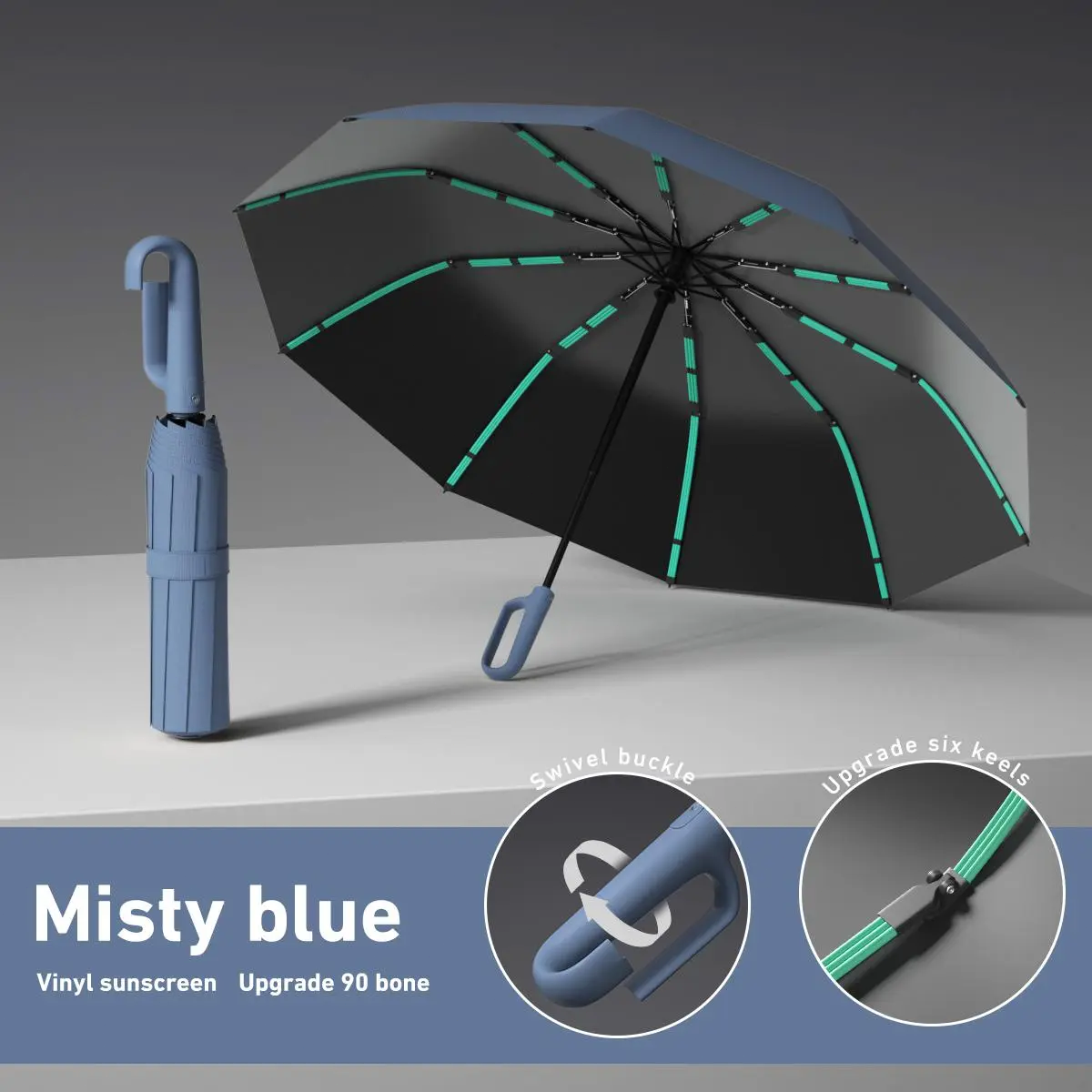 Automatic Folding Windproof Umbrella – Compact Waterproof Rain Umbrella with Easy-Grab Loop, Portable Travel Design for Men & Women