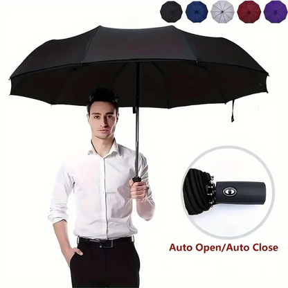 Automatic Folding Windproof Umbrella – Compact Waterproof Rain Umbrella with Easy-Grab Loop, Portable Travel Design for Men & Women
