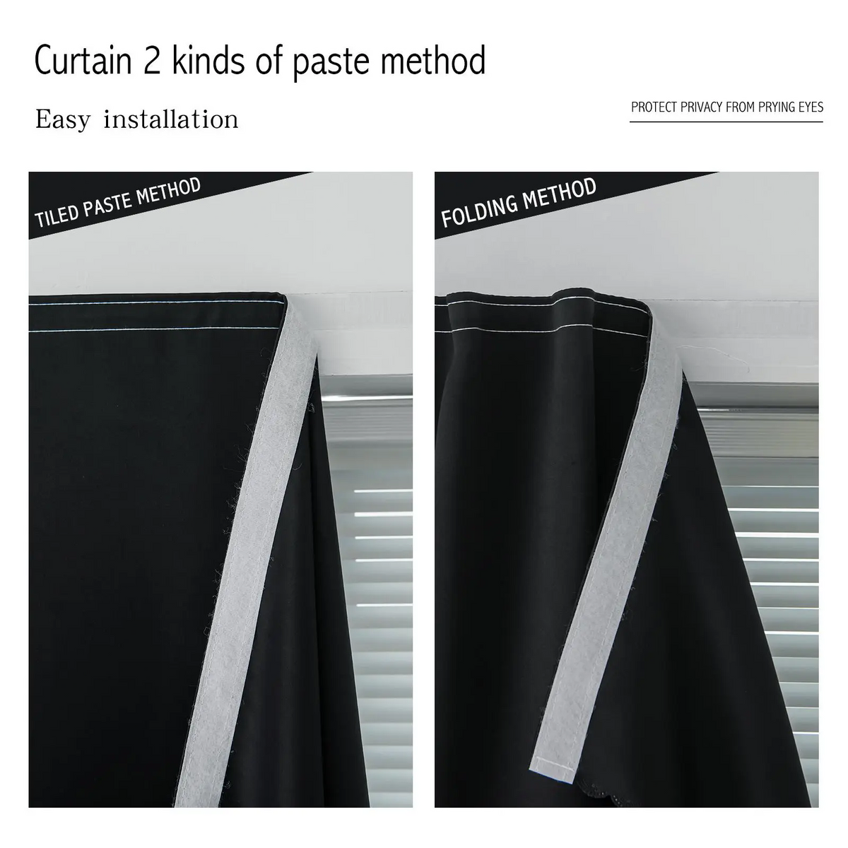 Blackout Window Curtain – No-Drill Magic Tape Installation, Light-Blocking Privacy Shade for Bedroom, Living Room & Kitchen