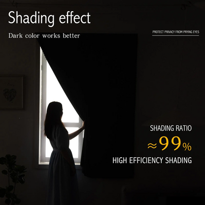 Blackout Window Curtain – No-Drill Magic Tape Installation, Light-Blocking Privacy Shade for Bedroom, Living Room & Kitchen